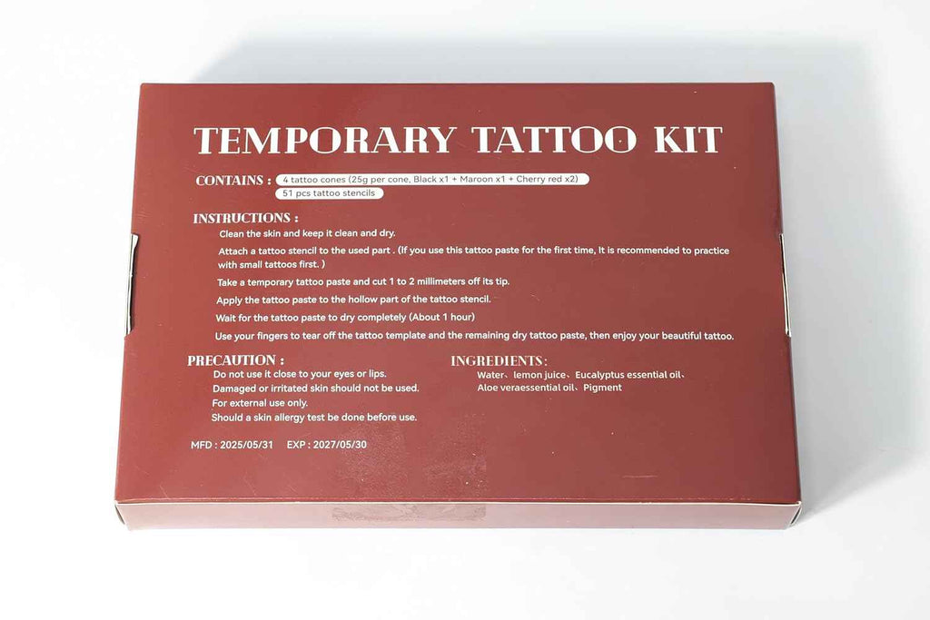 Tattoo Stencil Kit - 4 Transfer Inks, Brush & Gloves for Professional DIY Temporary Body Art. For Parties, Adults & Kids - Yopela