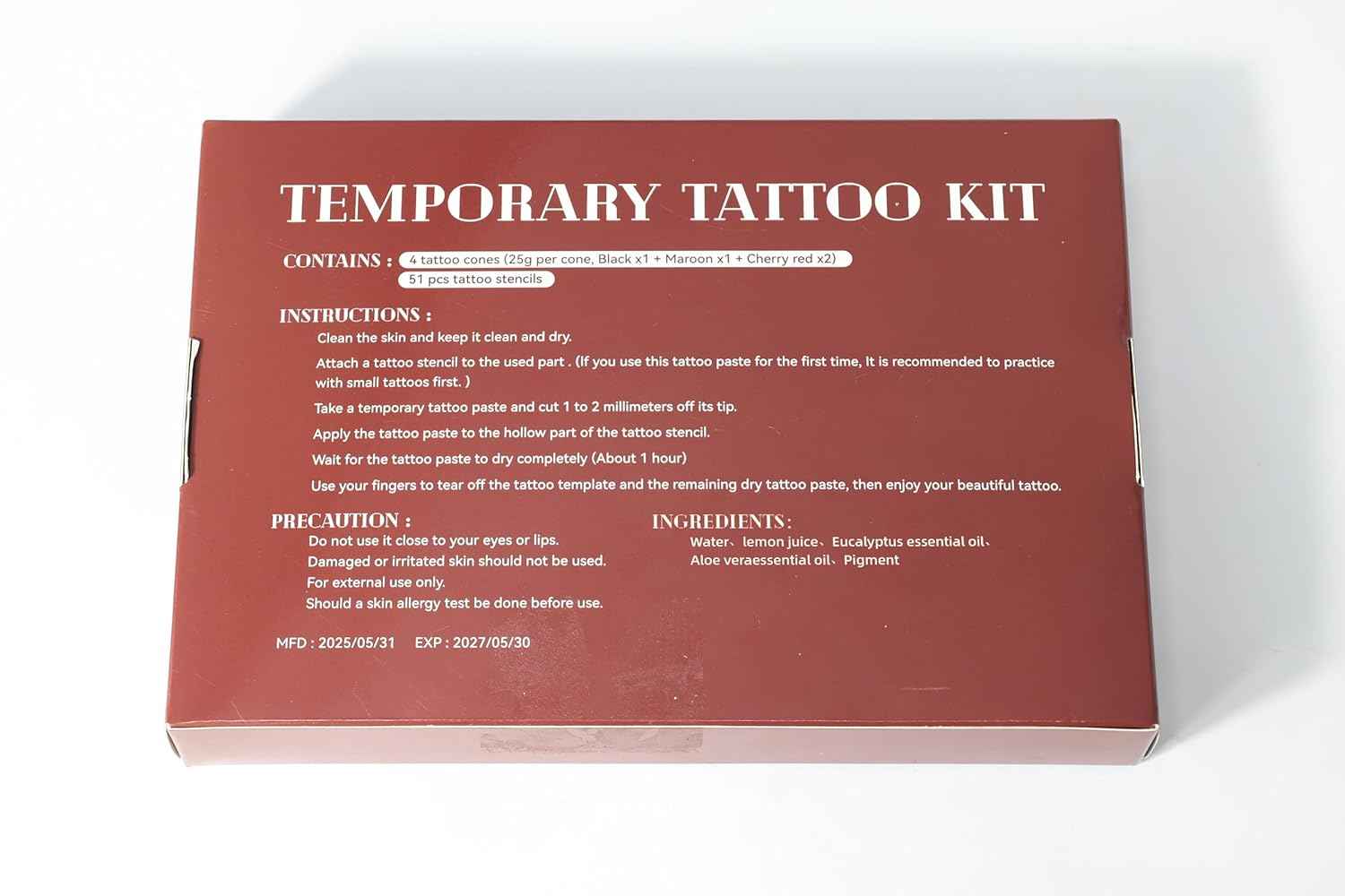 Tattoo Stencil Kit - 4 Transfer Inks, Brush & Gloves for Professional DIY Temporary Body Art. For Parties, Adults & Kids - Yopela