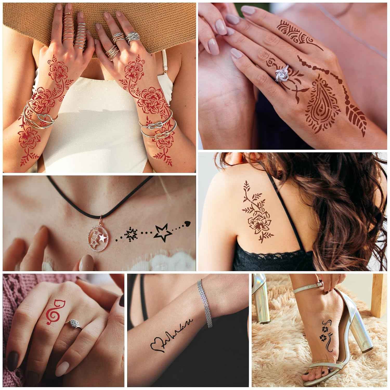 Tattoo Stencil Kit - 4 Transfer Inks, Brush & Gloves for Professional DIY Temporary Body Art. For Adults, Kids & Beginners - Yopela