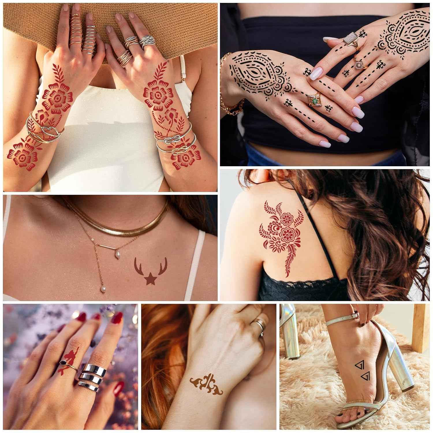 Tattoo Stencil Kit - 4 Transfer Inks, Brush & Gloves for Professional DIY Temporary Body Art. For Parties, Adults & Kids - Yopela